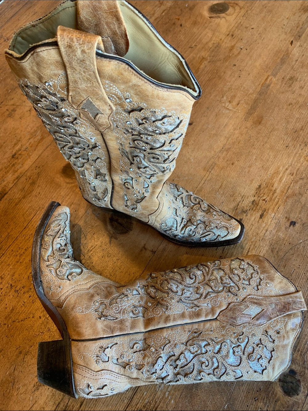 Corral Tan Leather Handcrafted Glitter Boot - Picture 4 of 16